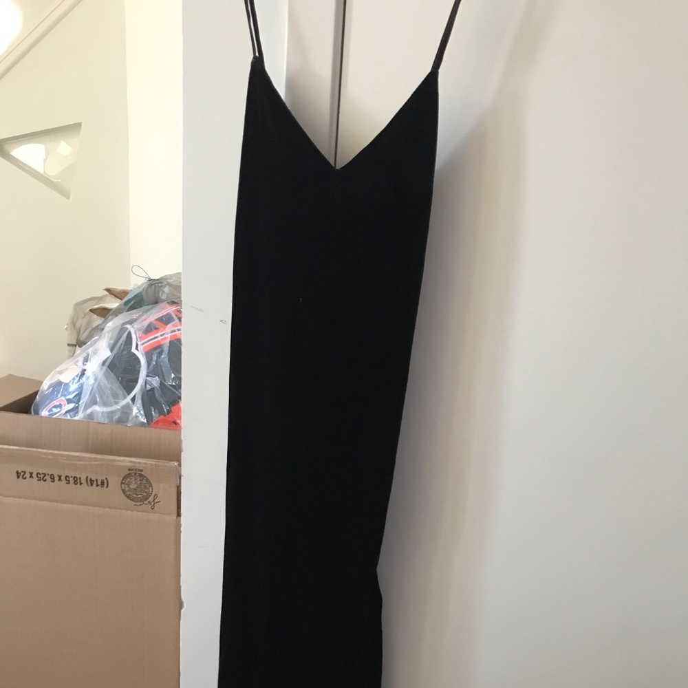 Black velvet slip dress